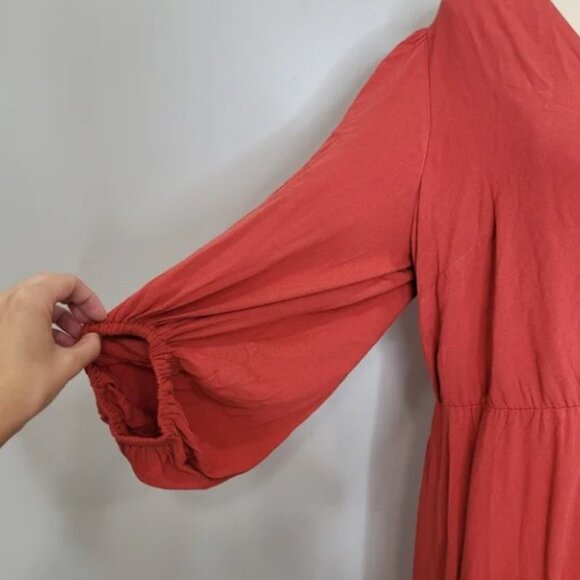 Eloquii Strappy Plunge Back Button Front Orange Long Sleeve Plus Maxi Dress 14 - Picture 4 of 13